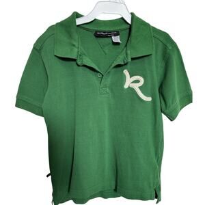 Rocawear Polo Shirt Youth M 5 6 Green Short Sleeve Classic R Logo Casual